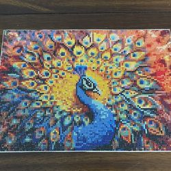 Peacock Diamond Art Canvas Completed