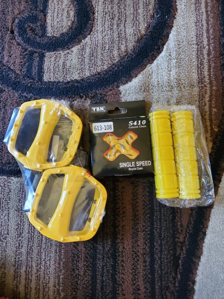 NEW Bicycle Bmx Parts Bundle Yellow