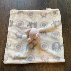 Blankets and Beyond elephant lovey pink and gray security blanket
