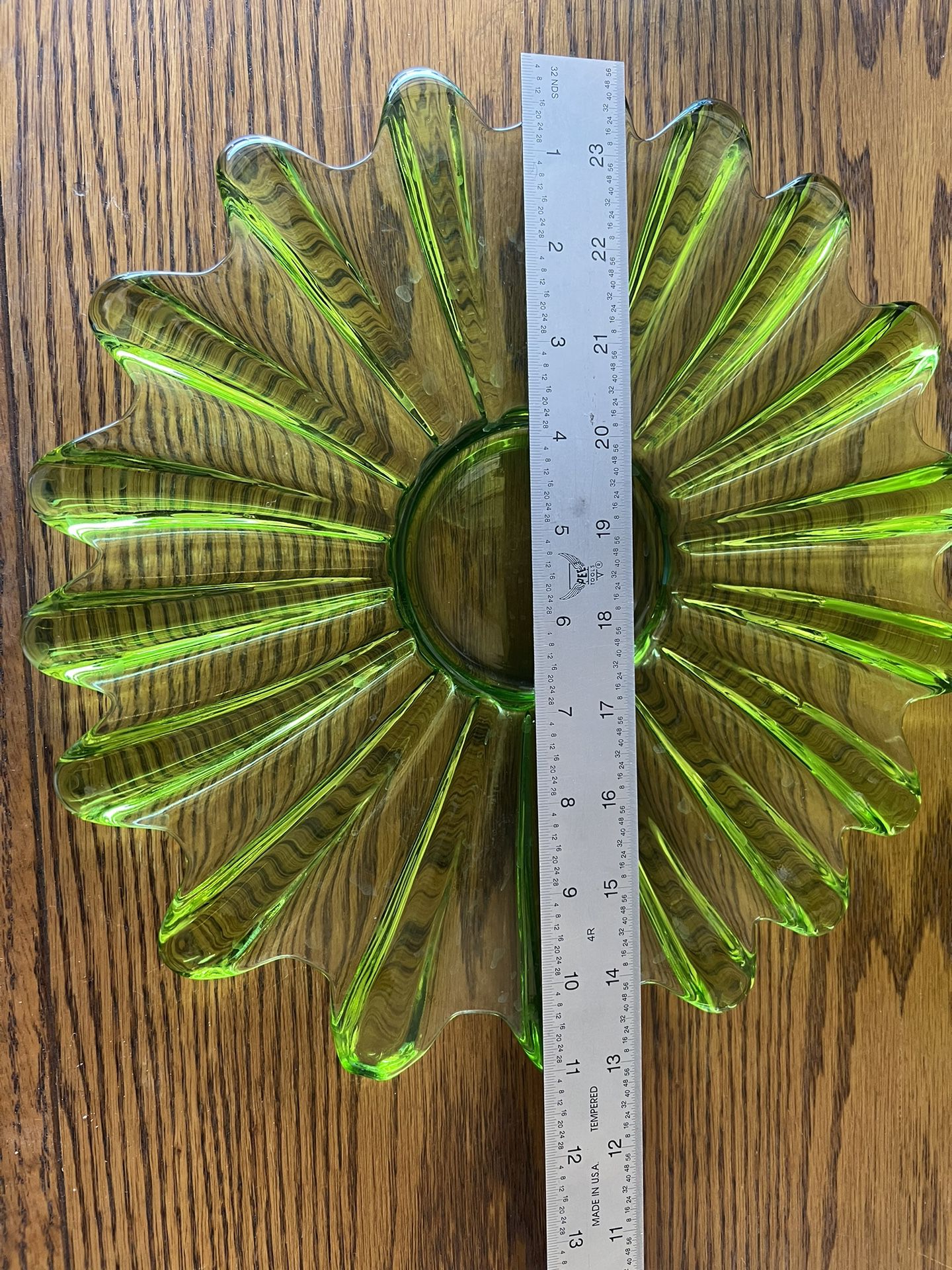 Depression Green Glass Serving Plate 
