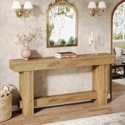 RY0218 70.9" Console Table, Wooden Farmhouse Sofa Table Hallway Table