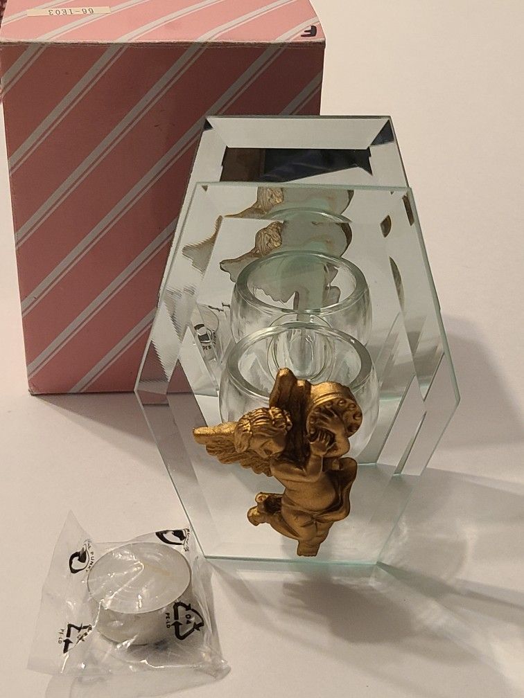 New Angel Tea Light Candle Holder Mirror, Comes With Tea Light Candle