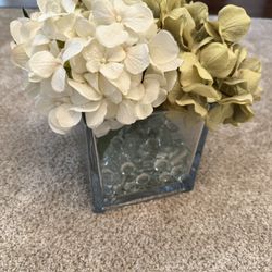 Glass Square Vase With Glass Beads