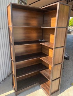 Wood Corner Book Shelf, 5 Tier 65 Inch Tall Bookshelf with Storage, Floor Standing Display Book Shelf for Living Room, Kitchen, Home Office, Rustic Br