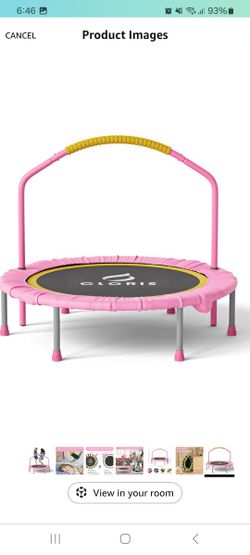 CLORIS 38in/48in Folding Trampoline - Max Load 220lbs / 450lbs Mini Trampoline Rebounder Trampoline for Adults with Adjustable Foam Handle, with safty