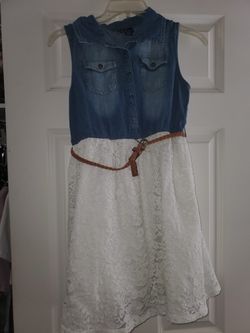Girls Jean and Lace Dress
