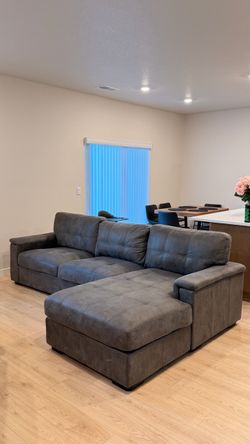 Gray Sectional Sofa with Chaise Lounge