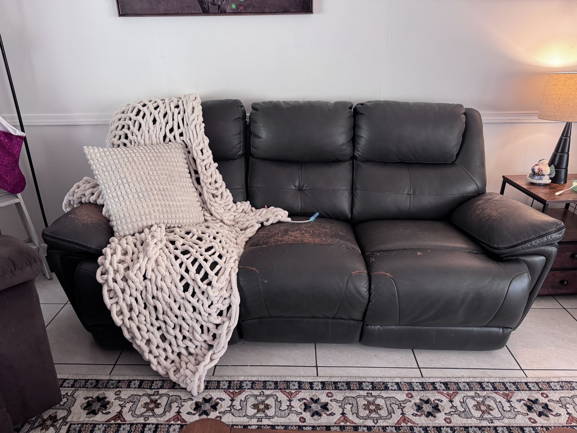 Leather Navy Blue Couch