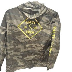 Salty Crew Camo Hooded Windbreaker Jacket Sink Swim Logo 3XL