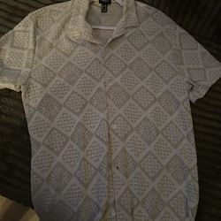 Knit Short Sleeve Button Up Men Size XL