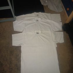 3 White Pro Club Shirts And One Dickies Jacket 