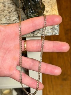 Wow 🤯 !! 24” GOLD PLATED 925 STERLING SILVER CURB CHAIN NECKLACE ✨