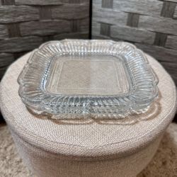 Pair of Vintage Square Glass Dessert Plates