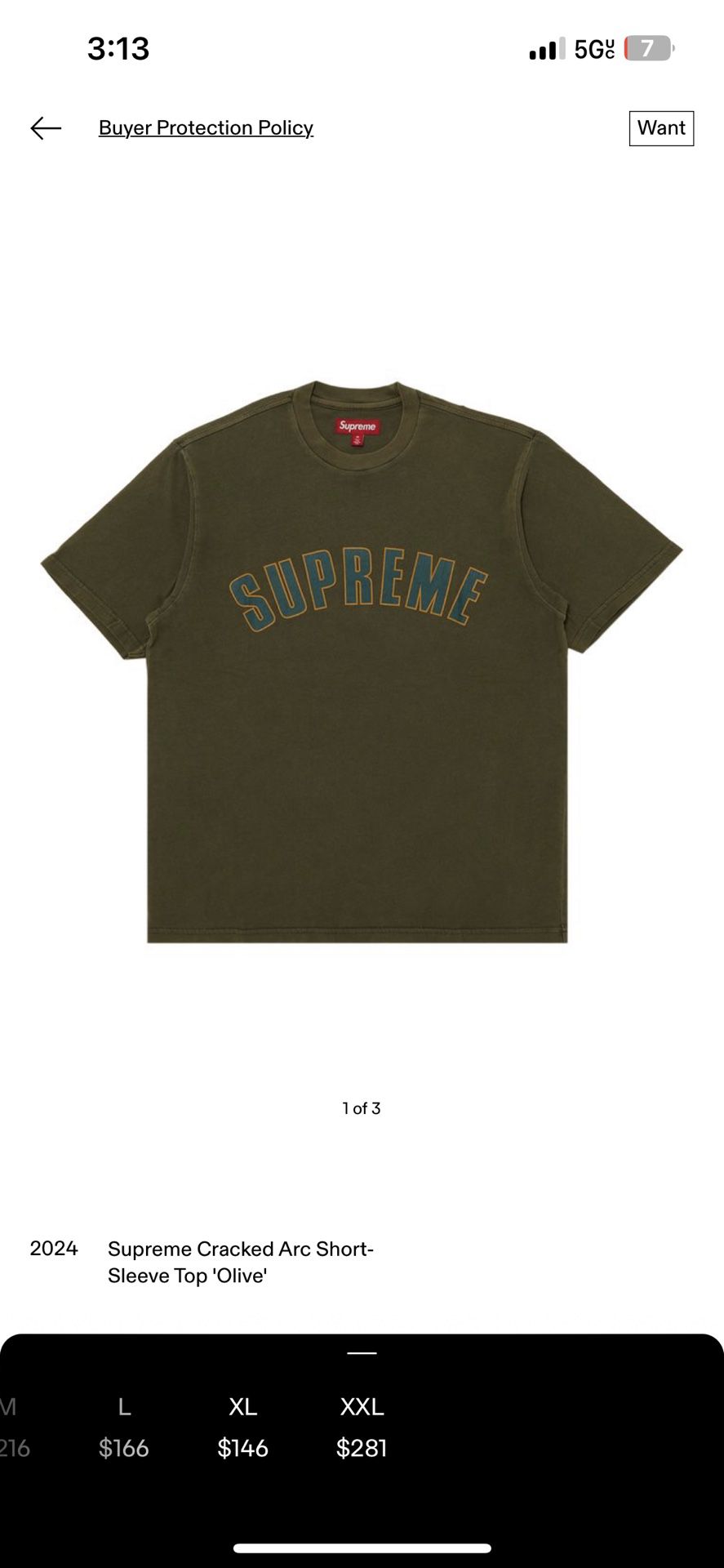 supreme tshirt sz XXL