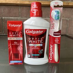 Colgate Optic White Toothpaste, Mouthwash And Toothbrush 