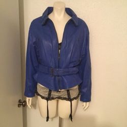 Women's 100% Leather Moto Jacket Size 12/14 Belted