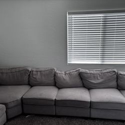 Gray Modular Sectional Couch – Large L-Shaped Sofa