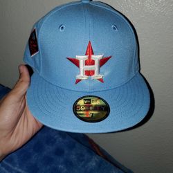 *HAT CLUB EXCLUSIVE* H Astros Hat Baby Blue and Pink Brim