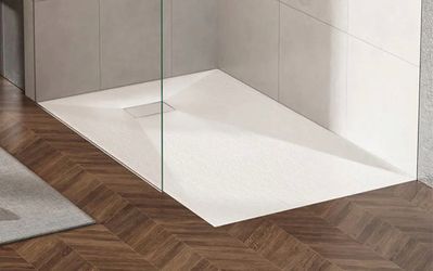 60 in L x 36 in W Threshold-Free Alcove Shower Pan Base w/ Stainless Steel and PV Drain Voard, Wheel Chair Access White