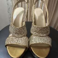 Nine West Gold High Heel Evening Sandles 8.5 