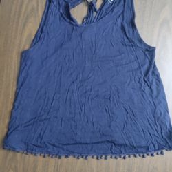 USED.  Women's Shirt Size Medium Made In The USA Navy Blue Color 