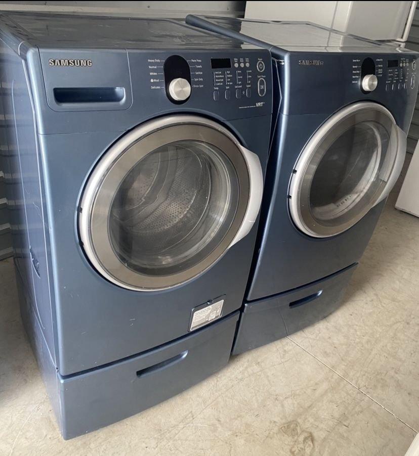 Samsung Front Load Washer And Dryer Set, Blue Everything Works No Issues 400 firm as a set only