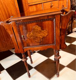 Antique Flame Mahogany Chair Side Cigar Humidor