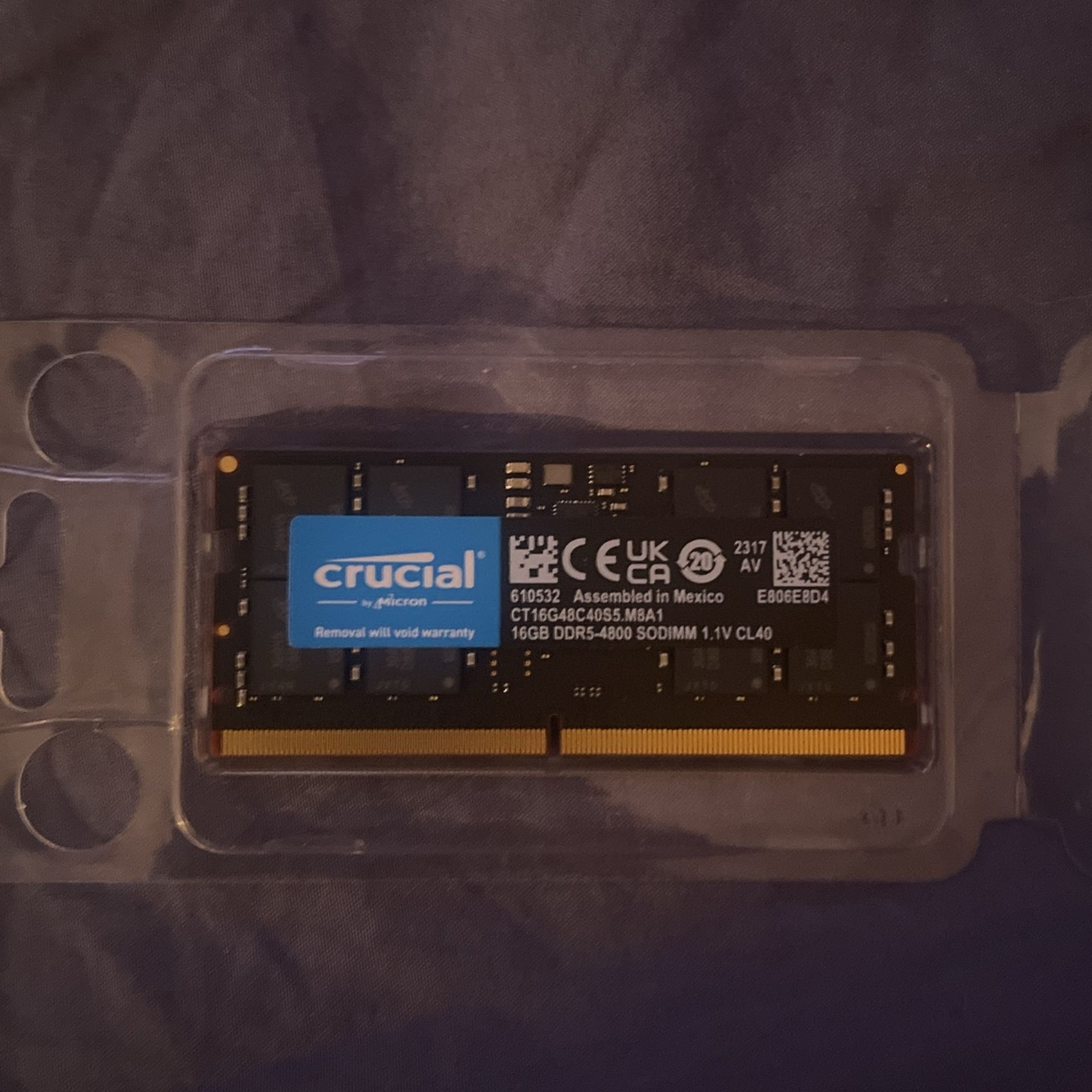 Crucial 1x16 Gb Ram 4800mhz DDR5