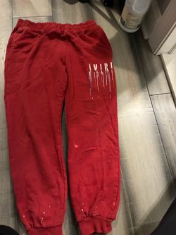 Amiri Paint Drip Sweatpants Red