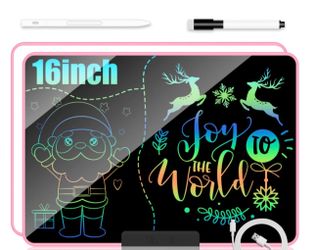CD Writing Tablet for Kids，16 Inch Colorful  Drawing Board with Stylus,One-Tap Erase, Lock Function, and Rechargeable Design,Educational and Learning 