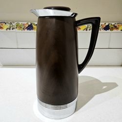 Faux Walnut And Stainless Steel MCM Coffee Tea Carafe Thermos