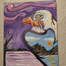 Eagle Abstract Painting 11x14 Canvas Acrylic 