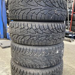 4 Used Studded Winter Tires – 195/60R15 Hankook