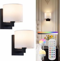 Wall Scones, no wiring required, Rechargeable multi-color Bulbs