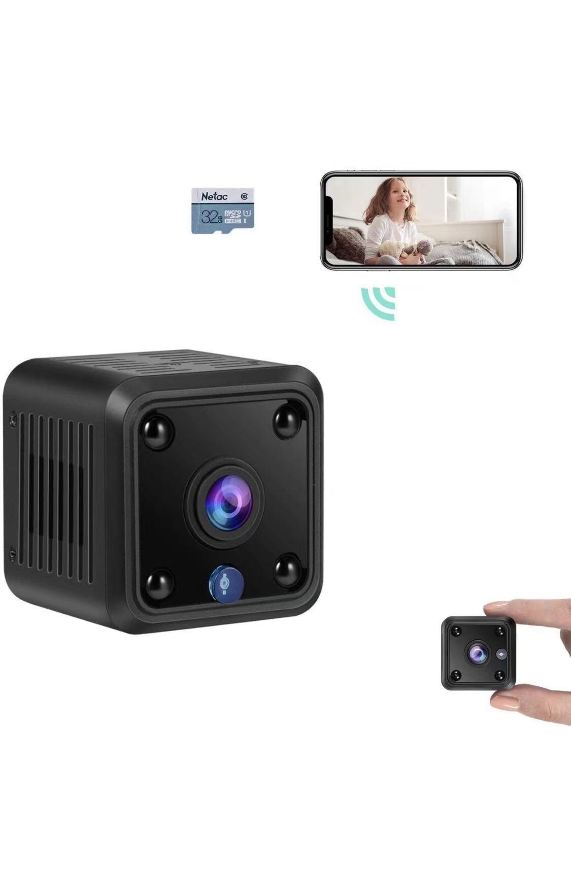1080P HD Small Home Security Camera with 32G Memory Card, Night Vision, Motion Detection, Rechargeable Tiny Nanny Cam