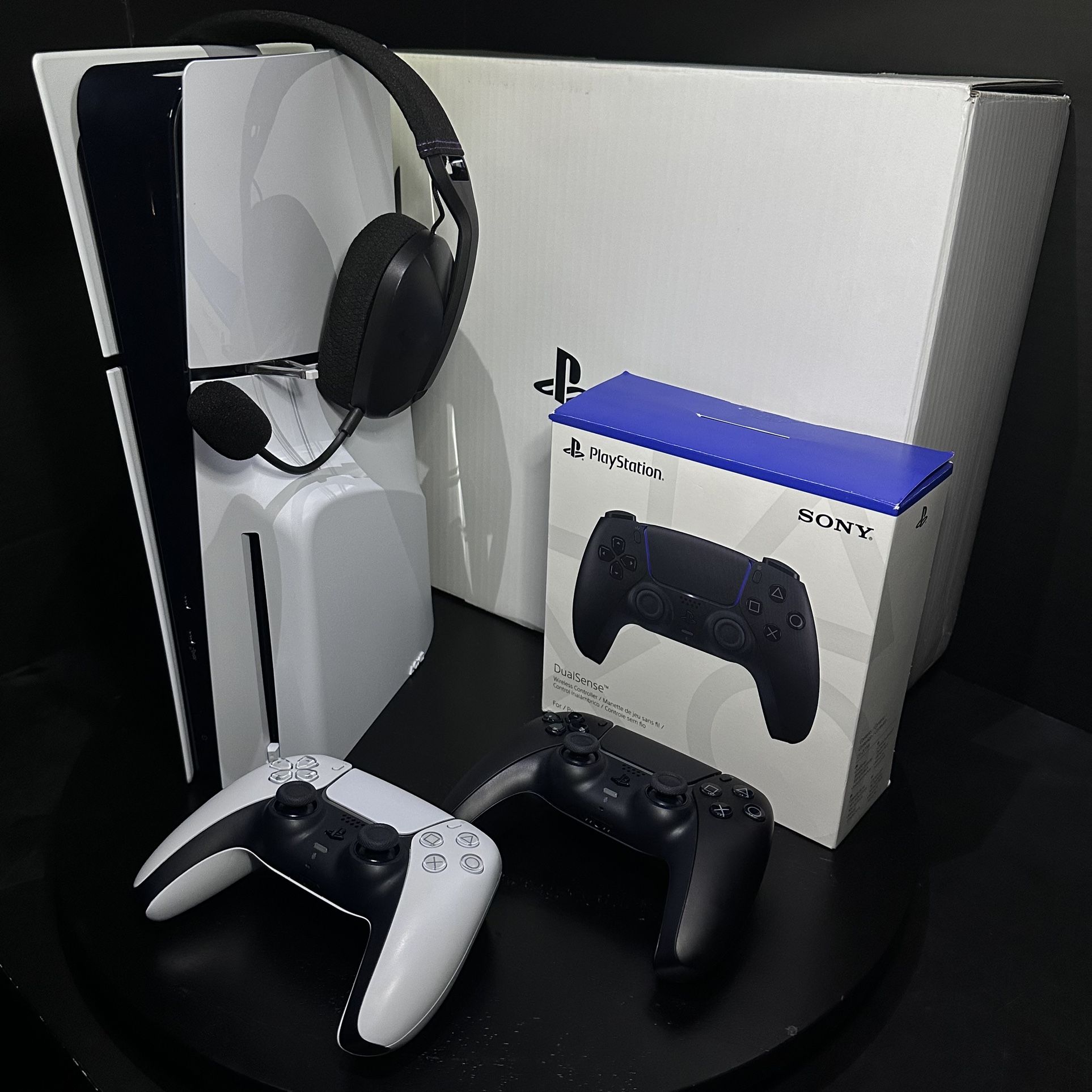 PlayStation 5 Slim Console Disc Edition With Black/White DualSense Wireless Controller & Headset
