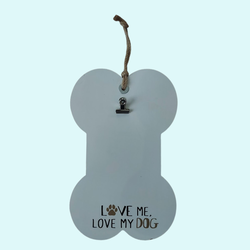"Love Me, Love My Dog" Bone Clip Photo Frame Hanging Dog Wall Decor
