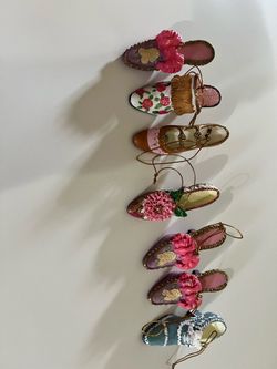 Vintage Ladies High Heeled Shoe Ornament with Pink Flower