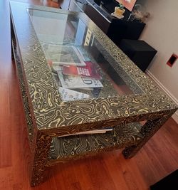 Retro custom Glass Top Coffee Table with Swirl Pattern