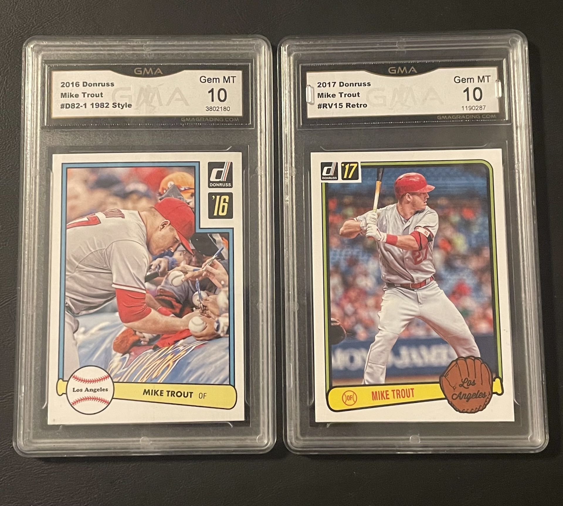 Donruss Throwbacks Angels Mike Trout Graded 10 Baseball Cards