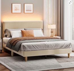 Queen bed beige