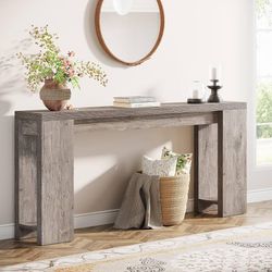 New 70.9” Extra Long Console Table, Farmhouse Sofa Table Behind Couch, Narrow Entryway, Foyer, Grey