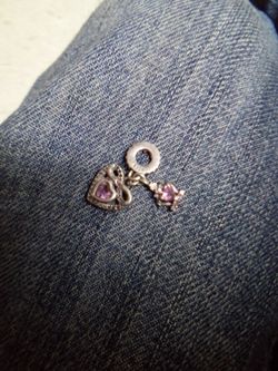 .925 Sterling Silver Charms with Amythist Stones
