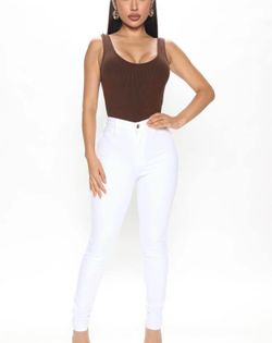 Womens Fashionnova Petite High waisted white stretchy Skinny Jeans size 5