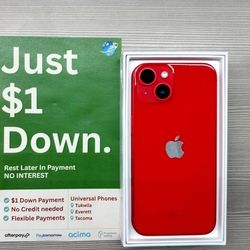 Apple IPhone 13 Mini 128gb  Unlocked, FREE Smartwach/ Headphones. Pay $1 Today Rest in payments. NO CREDIT NEEDED FINANCING