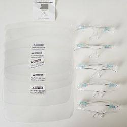 Pack of 5 Clear Face Shield Mask with Glasses for Protection Plastic Shield Eye Frame Adult