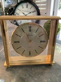 Bulova Brass Table Clock Vintage