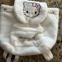 White Fuzzy Hello Kitty Mini Backpack