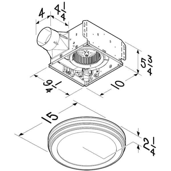 Roomside Series Decorative White 80 CFM Ceiling Bathroom Exhaust Fan with Round LED Panel and Beveled Frame ENERGY STAR