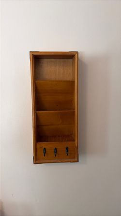 vintage wooden wall-mounted mail and key organizer